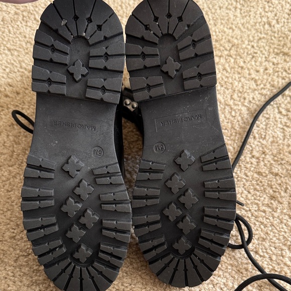 Women's Black and Off White Lace-Up Boots - Picture 3 of 3